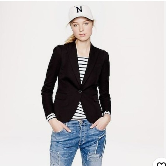 J. Crew Puffer Shoulder Classic Black Lined Blazer Size 6 - Picture 1 of 8
